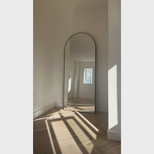 Full Length Wall Mirror - Black Metal Frame - 180x60cm