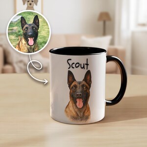 Personalized Pet Mug with Name & Photo, Custom Dog or Cat Portrait Cup, Pet Owner Gift, Dog Mom Coffee Mug, Pet Lover Mug Gift