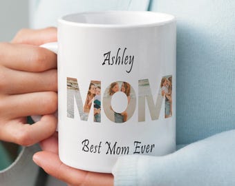 Foto-Collage-MAMA Namens-Tasse mit 3 Bildern, personalisierte Kaffeetasse