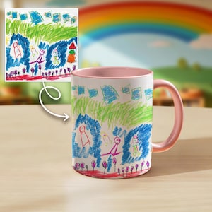 Personalized Kids Drawing Mug, Custom Child Artwork Coffee Cup, Mug with Kids Art, Unique Gift for Parents or Grandparents