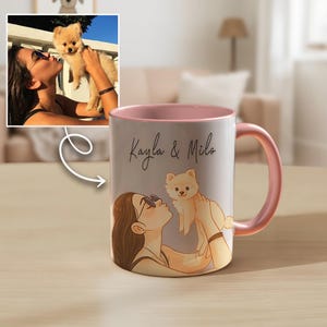 Custom Dog Mom Mug with Photo & Name, Personalized Pet Portrait Coffee Cup, Gift for Dog Lovers, Custom Dog Owner Mug, Dog Mom Gift Idea