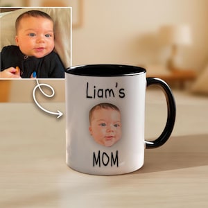 Custom Baby Face Mug for Mom with Name, Personalized Mother’s Day Photo Coffee Cup