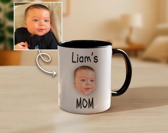 Personalisierte Babygesicht-Tasse für Mama mit Namen, Foto-Kaffeetasse zum Muttertag