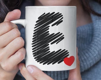 Personalisierte Initial-Tasse mit Herz, Buchstaben-Kaffeetasse A–Z, Alphabet-Tasse, Geschenk für Sie & Ihn, Farbe/Größe wählbar