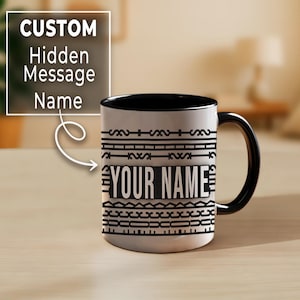 Custom Hidden Message Mug with Name, Secret Text Personalized Coffee Cup, Funny Surprise Gift for Men Women, Funny Hidden Swear Message Mug