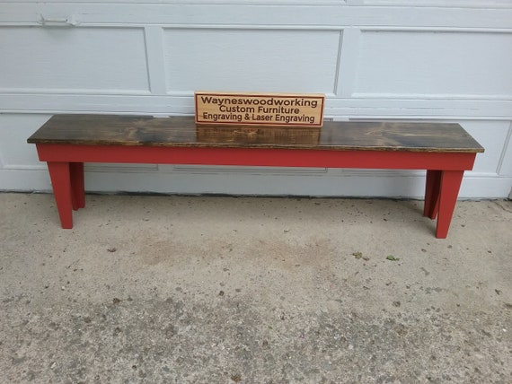 Primitive Wooden Bench Etsy