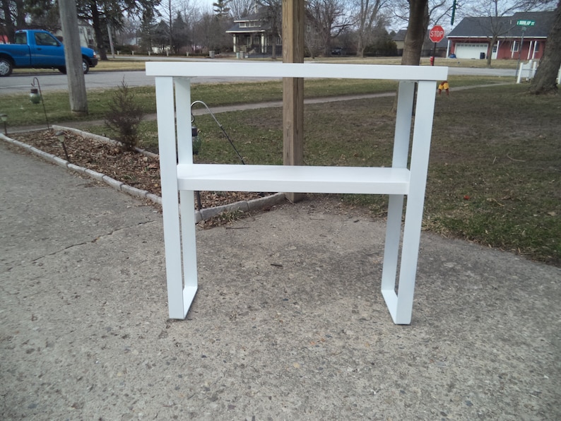 ENTRYWAY SOFA TABLE Console Entryway Media Steel Legs Hallway White White Legs Reclaimed 36 x 11 x 33