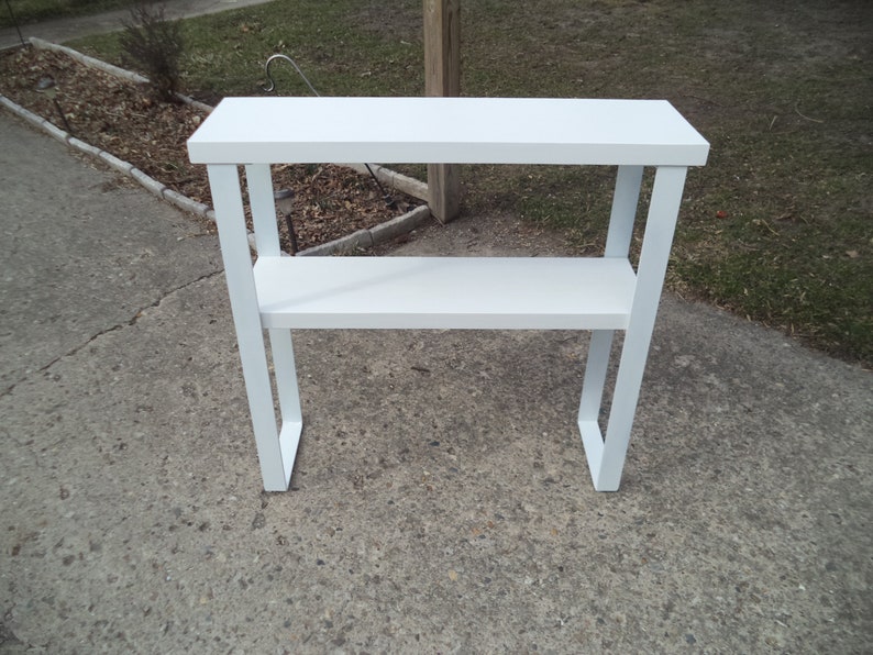 ENTRYWAY SOFA TABLE Console Entryway Media Steel Legs Hallway White White Legs Reclaimed 36 x 11 x 33