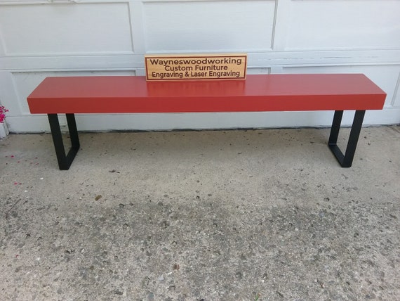 Farmhouse Bench With Metal Legs Etsy