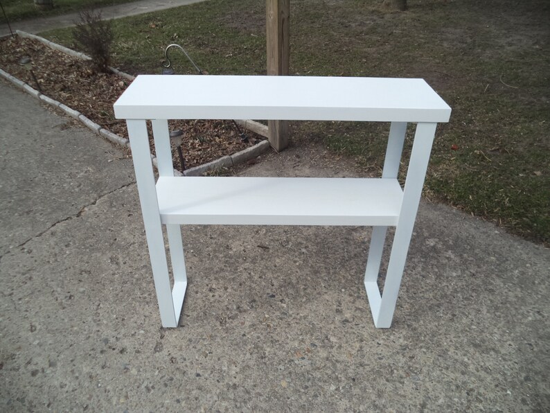 ENTRYWAY SOFA TABLE Console Entryway Media Steel Legs Hallway White White Legs Reclaimed 36 x 11 x 33