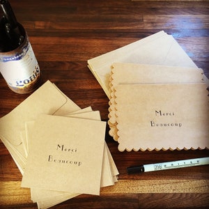 6 letterpress thank you folded note cards
