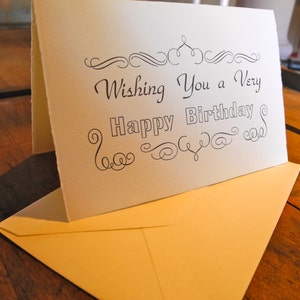 6 cartes de correspondance pliées joyeux anniversaire typographiques