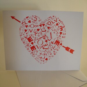 Carte de correspondance pliée en forme de coeur
