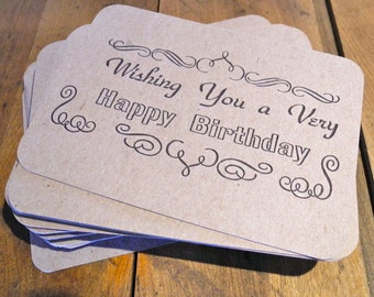 6 letterpress happy birthday postcards