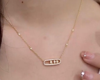 14K Gold Pavé Halo Necklace with Lab Grown Diamonds