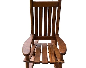 VTG Style Mission Or Craftsman-Inspired Child's Toddler Wooden Rocking Chair MCM