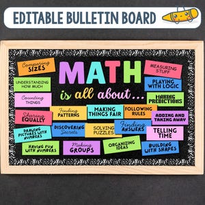Math Bulletin Board Kit Editable, High School Math Bulletin Board Ideas, Math is All About Bulletin Board for Math Classroom Decor Math Door