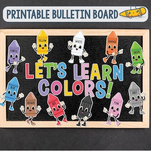 Crayon Bulletin Board Ideas, Printable Crayon Posters, Teacher Color Signs, Crayon Bulletin Board Kit, Crayon Wall Decor Classroom Color Set