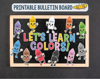 Crayon Bulletin Board Ideas, Printable Crayon Posters, Teacher Color Signs, Crayon Bulletin Board Kit, Crayon Wall Decor Classroom Color Set