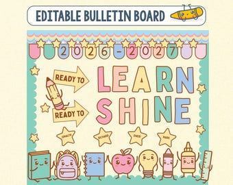 Kit tableau d'affichage de bienvenue pour la rentrée, décor pastel modifiable pour tableau d'affichage, idées de tableau d'affichage pour la première semaine d'école, prêt à apprendre