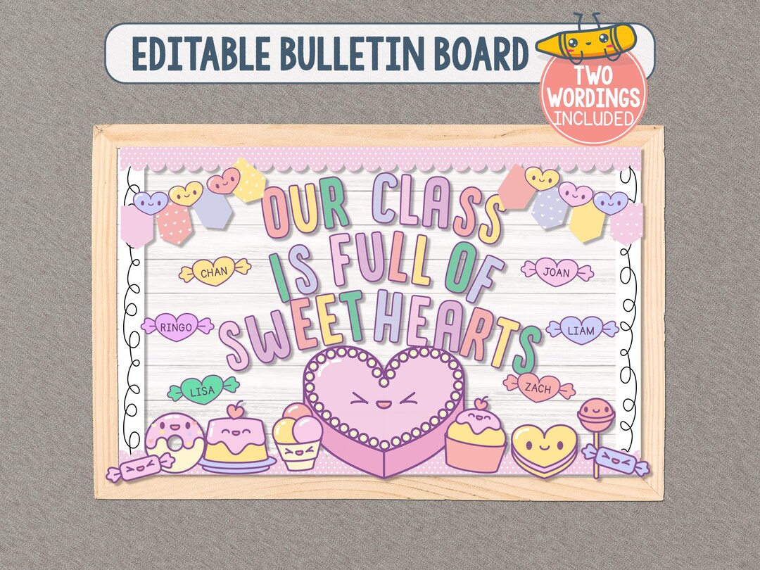 A Class Full of Sweethearts Valentine Bulletin Board Kit, Editable ...
