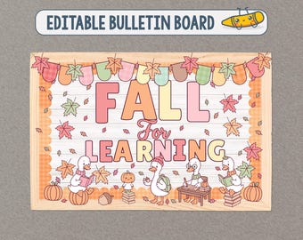 Kit per bacheca autunnale, idee per bacheca a tema oca autunnale per la biblioteca didattica, l'autunno è nell'aria (modificabile), set per bacheca autunnale con oca