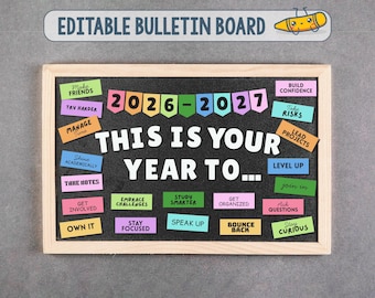 Set di bacheche modificabili per il ritorno a scuola, queste sono le tue idee per bacheche per l'anno 2026, bacheca motivazionale per l'aula e il nuovo anno