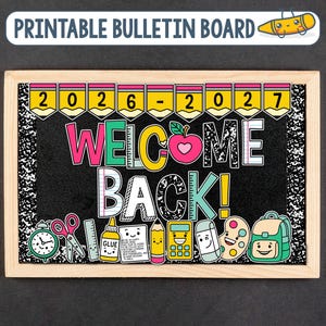 Welcome Back To School Bulletin Board Kit, Printable First Week of School Bulletin Board Ideas, Beginning of Year Classroom Door Sign Decor