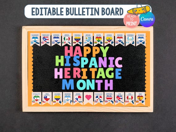 Hispanic Heritage Month Bulletin Board Kit, Printable Hispanic Heritage Month Bulletin Board Ideas, National Hispanic Heritage Month Decor
