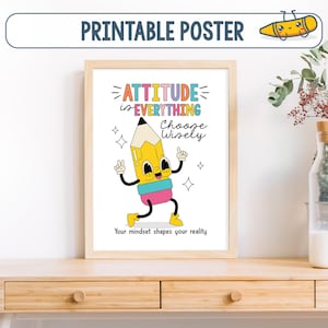 Growth Mindset Sign Printable, Retro Middle School Decor, Positive Mindset Poster, Groovy Classroom Decor, Calm Down Corner CBT Poster