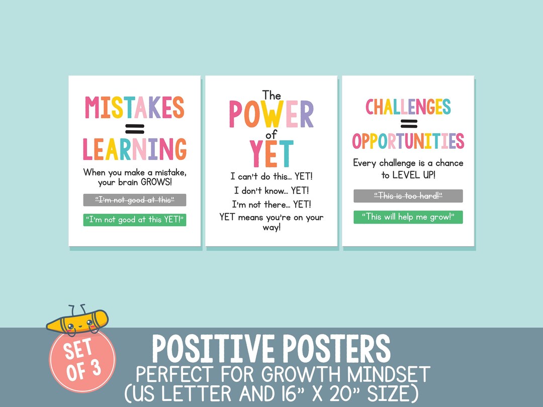 School Growth Mindset Motivational Board Printable, Montessori ...