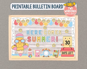 Countdown To Summer Bulletin Board Kit, Printable Summer Class Decor, May Bulletin Board Ideas, End of Year Board