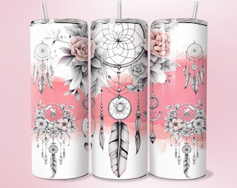 Dreamcatcher Tumbler Wrap Feather PNG 20oz Straight Skinny Tumbler Wrap Southwestern Boho Sublimation Cowgirl Gift Dreamcatcher Gift
