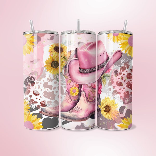 Country Cowgirl Design Tumbler Wrap PNG 20oz Straight Skinny Tumbler Country Cowgirl Boots Sublimation Tumbler Wrap Design Drink Container