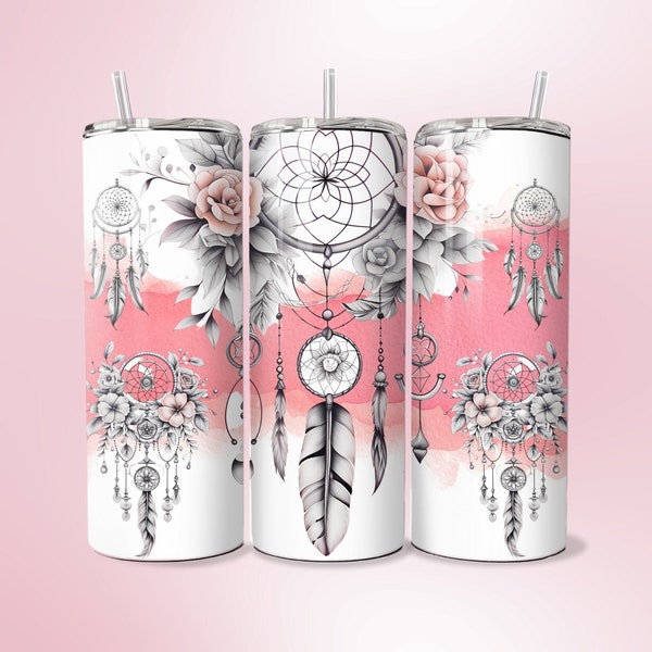 Dreamcatcher Tumbler Wrap Feather PNG 20oz Straight Skinny Tumbler Wrap Southwestern Boho Sublimation Cowgirl Gift Dreamcatcher Gift