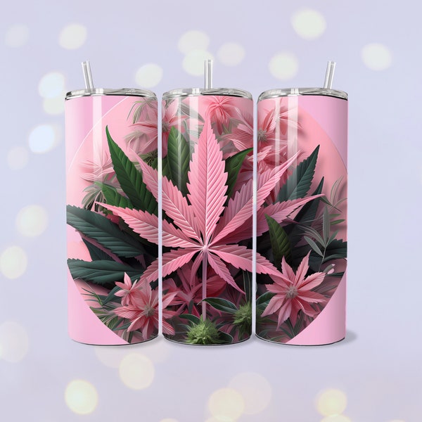 420 Marijuana 3D Rose Cannabis Weed Design Tumbler Wrap Sublimation 20oz Straight Skinny Tumbler Wrap PNG Drink Wrap Girlfriend Gift