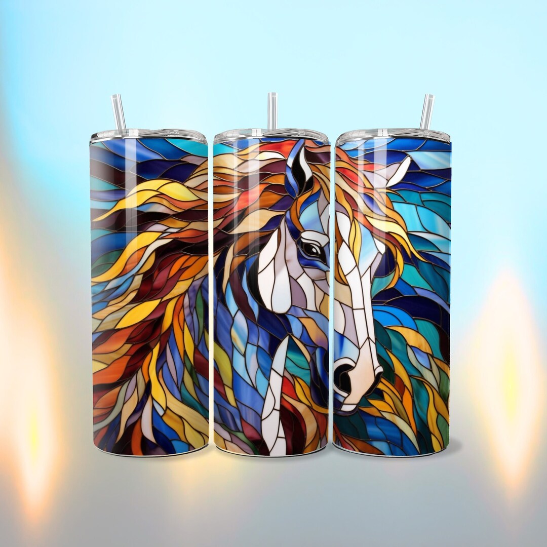 Stained Glass Horse Tumbler Wrap PNG 20oz Straight Skinny Tumbler ...