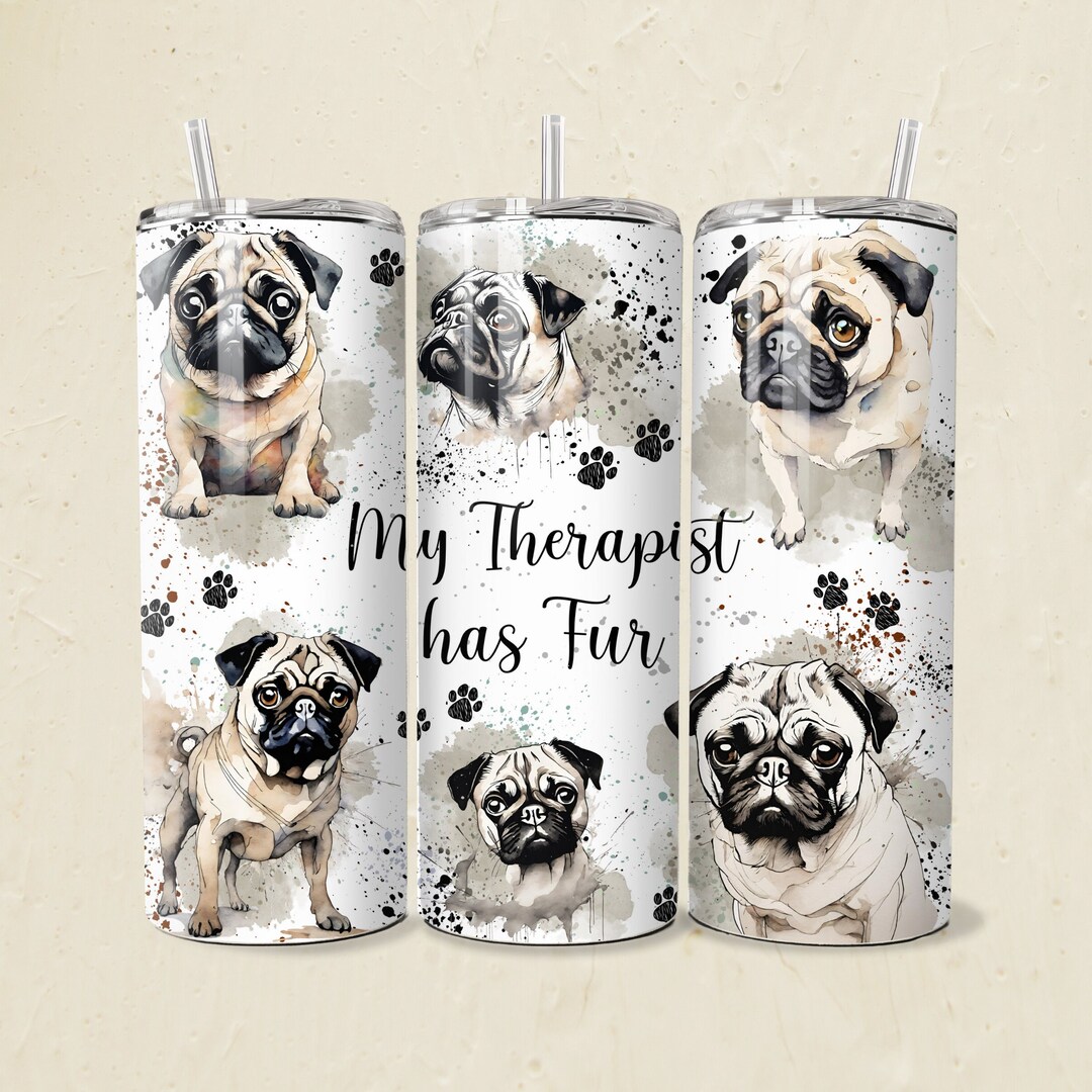 Cute Pug Tumbler Wrap Dog PNG 20oz Skinny Tumbler Sublimation Template ...