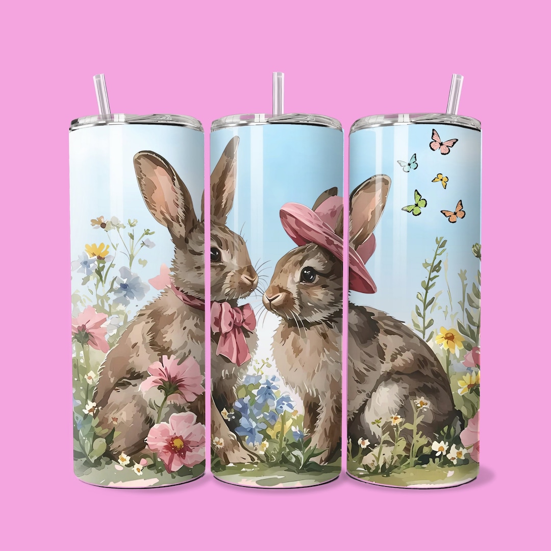 Bunny Rabbit Tumbler Wrap Easter PNG 20oz Skinny Straight Tumbler ...