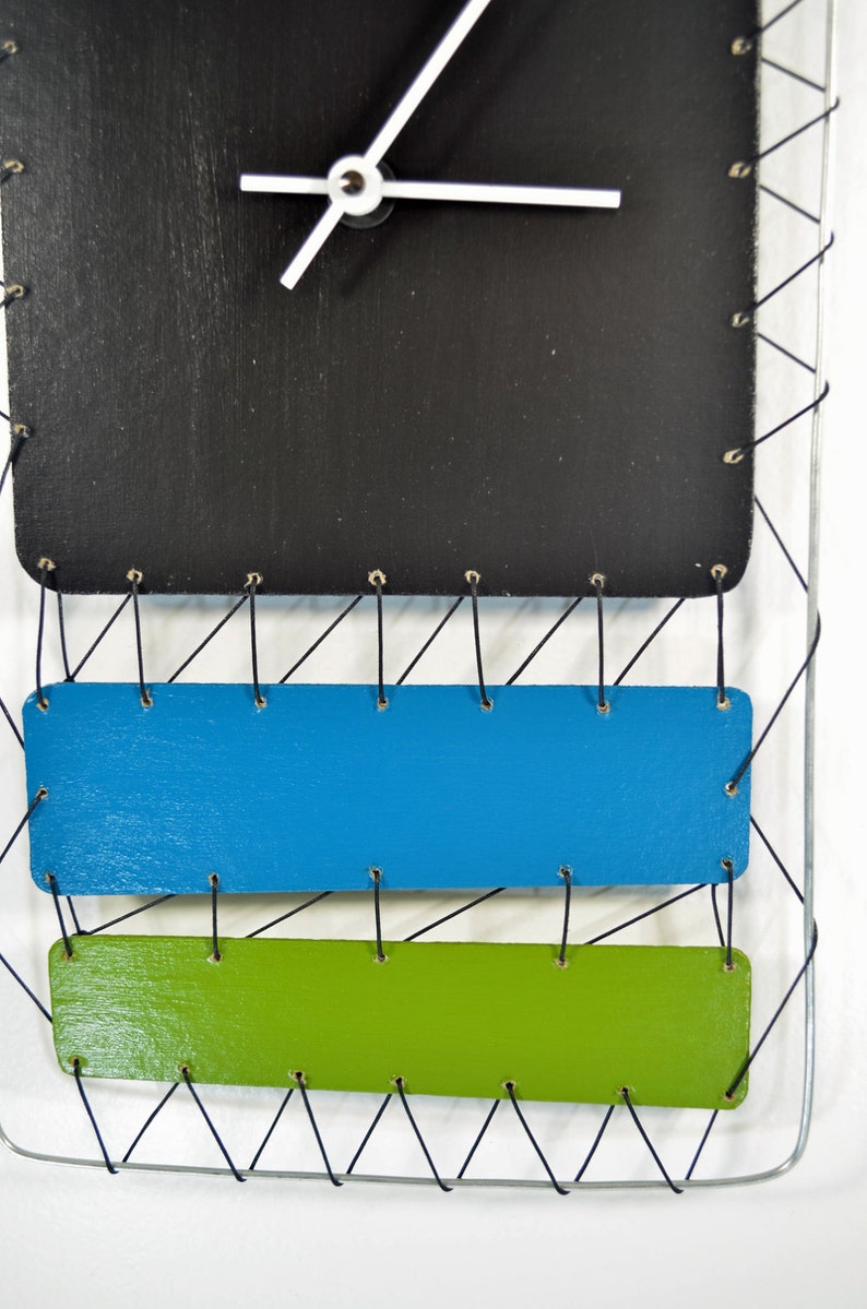 Abstract Wire Art Clock Mixed Media Modern - Etsy