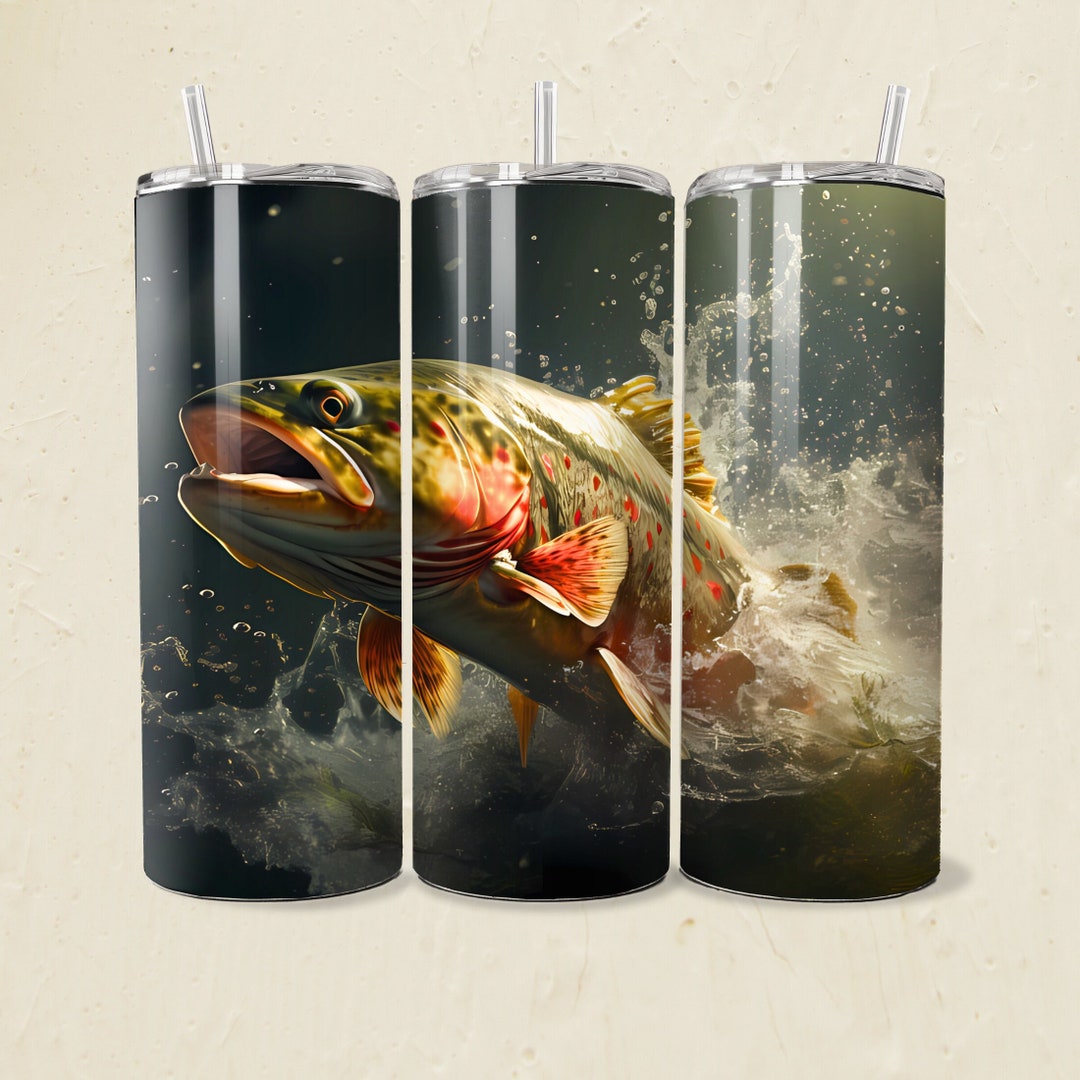 Trout Tumbler Wrap Fisherman PNG 20oz Straight Skinny Tumbler Template ...