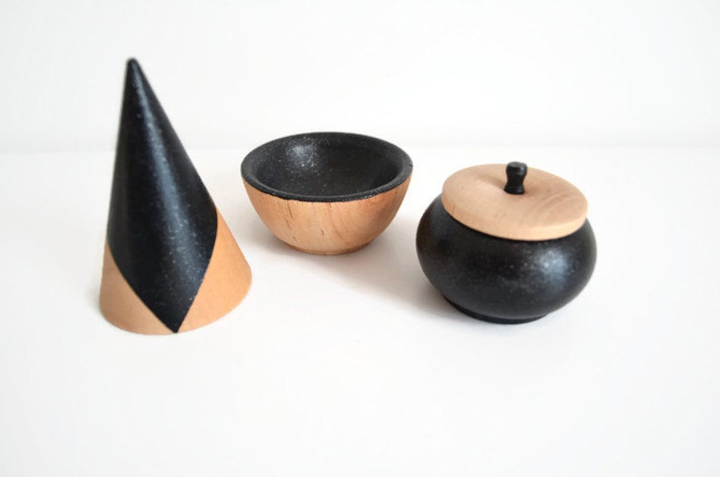 Ring Cone Trinket Bowl Jewelry Dish Jewelry Box Wooden image 1