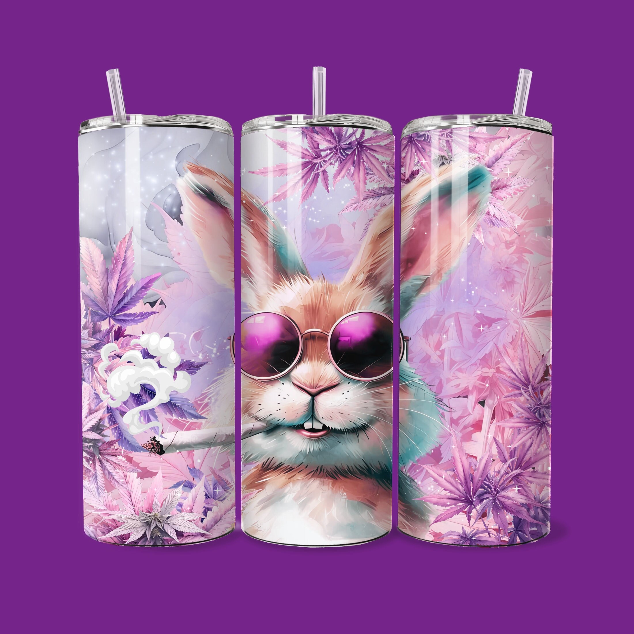 Weed Tumbler Wrap Bunny Rabbit PNG Template 20oz Straight Skinny ...