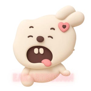 Cute 3D Bunny Cartoon Sticker | Kawaii Rabbit Character Clipart | Adorable Digital Download for Scrapbooking, Planner, and Crafts
