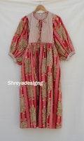 floral Block Print Kyra Midi Dress | Bohemian Cotton Dress for women | Dresses for Women | String Closer Dress | Short long dresses,gifts product logo