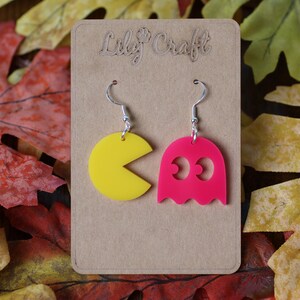 Pac-Man Acrylic Earrings: 8-Bit Video Game Nostalgia