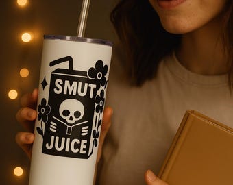 Vaso de jugo Smut: Taza de acero inoxidable con diseño de calavera floral y estilo literario