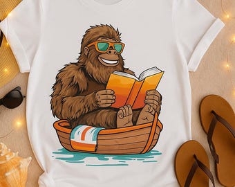 Funny Bigfoot Book Lover T-Shirt: Cryptidcore Graphic Tee