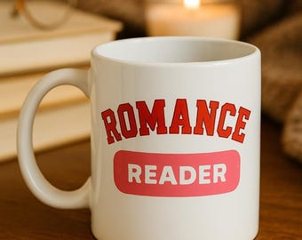 Taza de lectura de romance picante: Taza de café rosa con temática de libros