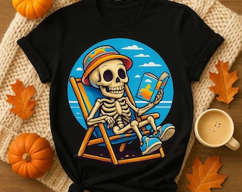 Spooky Skeleton Reading T-Shirt: Goth Booktok Smut Reader Tee